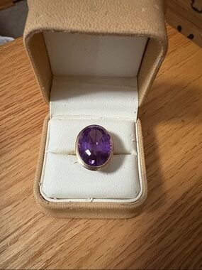 14k gold Purple Gemstone Oval Ring - Women Jewelry